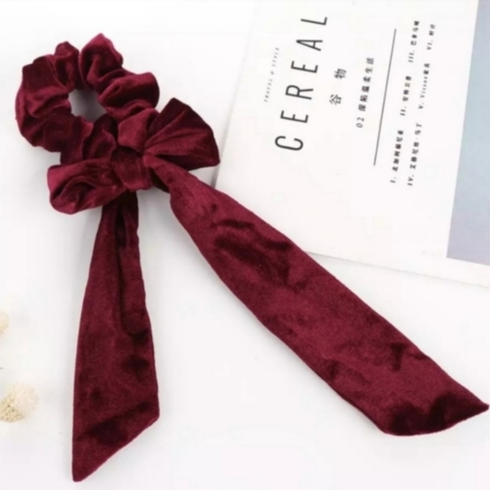 Allison Velvet Hair Bow - Wine